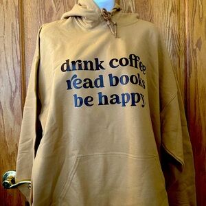“DRINK COFFEE” HOODIE XL CAMEL COLOR